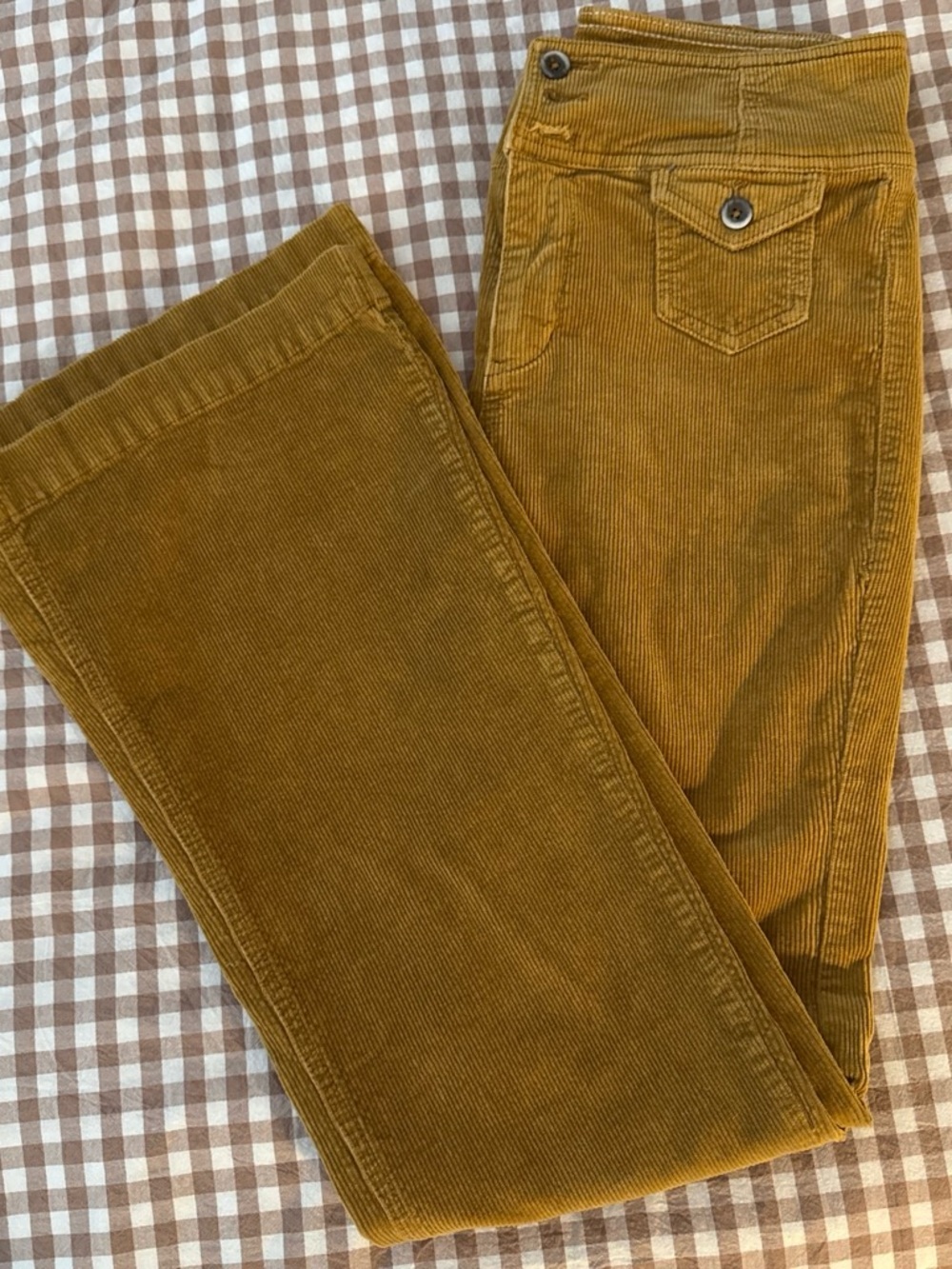 Pilcro and the Letterpress Mustard Corduroy High-Rise Trousers
